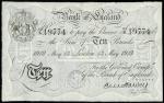 Bank of England, E.M. Harvey, ｣10, London, 13 May 1919, serial number 63/K 19774, black and white, o
