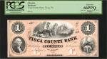 Tioga, Pennsylvania. Tioga County Bank. ND (18xx). $1. PCGS Currency Gem New 66 PPQ. Proprietary Pro