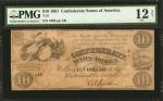 T-27. Confederate Currency. 1861 $10. PMG Fine 12 Net. Repaired.