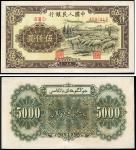 第一版人民币1951年维文版“绵羊图”伍仟圆，九成新