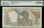 Banque de lAfrique Occidentale, French West Africa, 500 francs, 1946-53, serial number M.675-925, mu