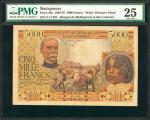 MADAGASCAR. Banque de Madagascar Et Des Comores. 5000 Francs, 1950-55. P-49a. PMG Very Fine 25. 