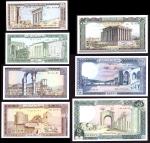 Banque du Liban, 1, 5, 10, 25, 50, 100, 250 livres, (1970s-1980s), (Pick 61-67), uncirculated (7)