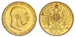 Austria. Franz Josef (1848-1916). 100 Corona, 1915. Restrike. Bare, older head right, rev.Crowned Im