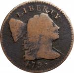1795 Liberty Cap Cent. S-73. Rarity-5-. Lettered Edge. VG-8, Light Porosity.