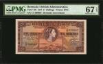 BERMUDA. Bermuda Government. 5 Shillings, 1957. P-18b. PMG Superb Gem Uncirculated 67 EPQ.