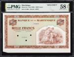MARTINIQUE. Banque de la Martinique. 1000 Francs, ND (1942). P-21s. Specimen. PMG Choice About Uncir