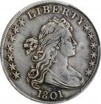 1801 Draped Bust Silver Dollar. BB-212, B-2. Rarity-3. EF Details--Repaired (PCGS).