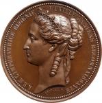 1866年法国尤金妮访问亚眠/霍乱流行铜章。FRANCE. Visit of Eugenie to Amiens/Cholera Epidemic Bronzed Copper Medal, 1866