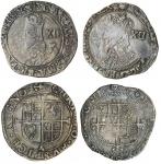 Charles I (1625-49), Shillings (2), group E, 5.83g, m.m. anchor (rev. flukes left), carolvs d g ma b