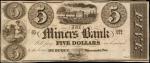 Dubuque, Wisconsin Territory. The Miners Bank. 18xx. $5. Very Fine. Remainder.