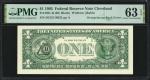 Fr. 1921-D. 1995 $1 Federal Reserve Note. Cleveland. PMG Choice Uncirculated 63 EPQ. Overprint on Ba