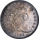 1798 Draped Bust Silver Dollar. Heraldic Eagle. BB-108. Rarity-3. Pointed 9, 10 Arrows. AU-55 (NGC).