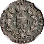 CHILE. 1/2 Real, 1845-So IJ. Santiago Mint. NGC MS-64.