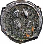 JUSTIN II with SOPHIA, 565-578. AE Follis, Constantinople Mint, RY 6 (570/1). NGC VF.