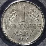 GERMANY Federal Rep ドイツ连邦 Mark 1957J PCGS-MS62 AU~UNC