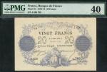 Banque de France, 20 francs, 9 April 1872, serial number J.636 789, blue, seated woman at lower cent