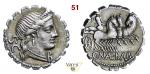 NAEVIA - C. Naevius Balbus  (79 a.C.)  Denario D/ Testa diademata di Venere  R/ La Vittoria su triga