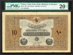 TURKEY. State Note of the Ministry of Finance. 10 Livres, ND (1916). P-101. PMG Very Fine 20 Net. Sp