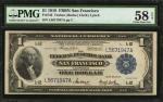 Fr. 743. 1918 $1 Federal Reserve Bank Note. San Francisco. PMG Choice About Uncirculated 58 EPQ.