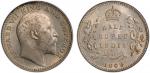 BRITISH INDIA: Edward VII, 1901-1910, AR ½ rupee, 1909(c), KM-507, S&W-7.68, a lovely mint state exa