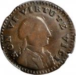 1786 Non Vi Virtute Vici Copper. Baker-13, Musante GW-07, W-5730. Rarity-6. Small Head. VG-10 (PCGS)