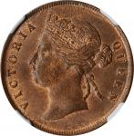 1895年海峡殖民地1分。伦敦造币厂。STRAITS SETTLEMENTS. Cent, 1895. London Mint. Victoria. NGC MS-64 Red Brown.
