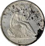 1861-O Liberty Seated Half Dollar. State of Louisiana Issue. W-7. Rarity-2. Unc Details--Environment