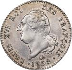 FRANCE. 30 Sols, 1792-A. Paris Mint. Louis XVI. PCGS Genuine--Cleaning, EF Details.