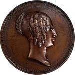 BELGIUM. Death of Louise dOrleans Bronze Medal, 1850. NGC MS-63 Brown.