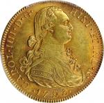 COLOMBIA. 8 Escudos, 1793-NR JJ. Nuevo Reino Mint. Charles IV. PCGS AU-58+ Gold Shield.