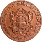 1898 New York Grand Chapter of the Royal Arch Masons Centennial Medal. Bronze. Mint State.