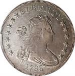 1798 Draped Bust Silver Dollar. Heraldic Eagle. BB-121, B-9a. Rarity-5. Pointed 9, Close Date. AU-53