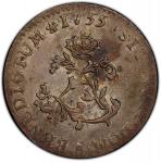1755-A Sou Marque. Paris Mint. Vlack-35a. Rarity-4. Second Semester. AU-53 (PCGS).