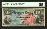 Fr. 96. 1869 $10 Legal Tender Note. PMG About Uncirculated 55.