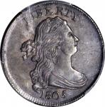 1805 Draped Bust Half Cent. C-1. Rarity-1. Medium 5, Stemless Wreath. MS-63 BN (PCGS).