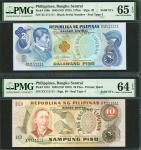 1949年菲律宾2、10披索一对，幸运号XU111111、XY111111，分别评PMG 65EPQ 及66EPQ