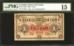COLOMBIA. Banco del Estado - Overprint on Banco de Buga. 1 Peso. 1900. P-S460. PMG Choice Fine 15.