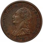 “1783” (circa 1820) Washington Draped Bust Copper. With Button. Musante GW-108, Baker-5, Breen-1198,
