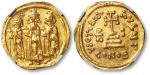 拜占庭帝国希拉克略王朝“希拉克略”等三皇像1苏勒德斯金币一枚