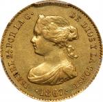 SPAIN. 4 Escudos, 1867. Madrid Mint. Isabel II. PCGS AU-58.