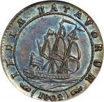 1802年荷属东印度1盾。NETHERLANDS EAST INDIES. Batavian Republic. Gulden, 1802. Enkhuizen Mint. PCGS AU-58.