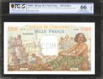TAHITI. Banque de LIndo-Chine. 1000 Francs, ND (1956). P-15s. Specimen. PCGS BG Gem Uncirculated 66 