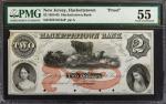 Hackettstown, New Jersey. Hackettstown Bank. 1854-65. $2. PMG About Uncirculated 55. Proof.