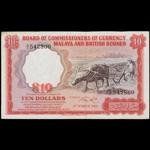 MALAYA AND BRITISH BORNEO. Board of Commissioners of Currency. $10, 1.3.1961. P-9a.