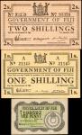 FIJI. Government of Fiji. 1 Penny, 1 Shilling & 2 Shilling, 1942. P-47a, 49a & 50a. Very Fine to Abo