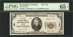 Bennington, Vermont. $20 1929 Ty. 1. Fr. 1802-1. The First NB. Charter #130. PMG Gem Uncirculated 65