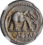 JULIUS CAESAR. AR Denarius (3.99 gms), Military mint traveling with Caesar, 49 B.C. NGC EF. Graffito