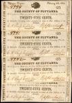 Lot of (4) Palmyra, Virginia. County of Fluvanna. Feb. 23, 1863. 25 Cents. About Uncirculated to Cho