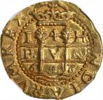 PERU. Cob 4 Escudos, 1697/6-L H. Lima Mint. Charles II. NGC MS-63.